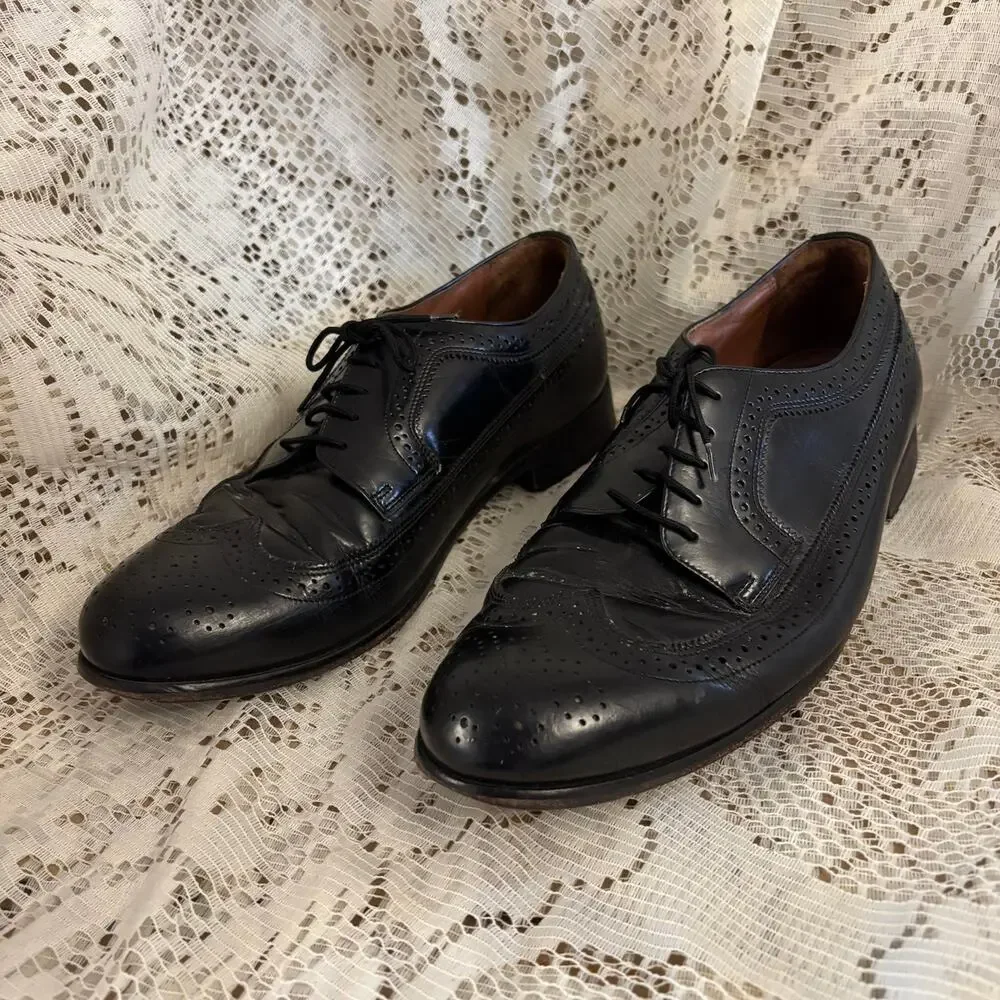 Bostonian Classics Men's US 11.5 Black Leather Wingtip Oxford Shoes